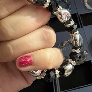 Elegant Black and Silver Beaded Bracelet